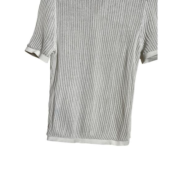 Suitsupply Off-White Crochet Polo Cardigan Cotton Silk Mens Medium - Picture 4 of 10